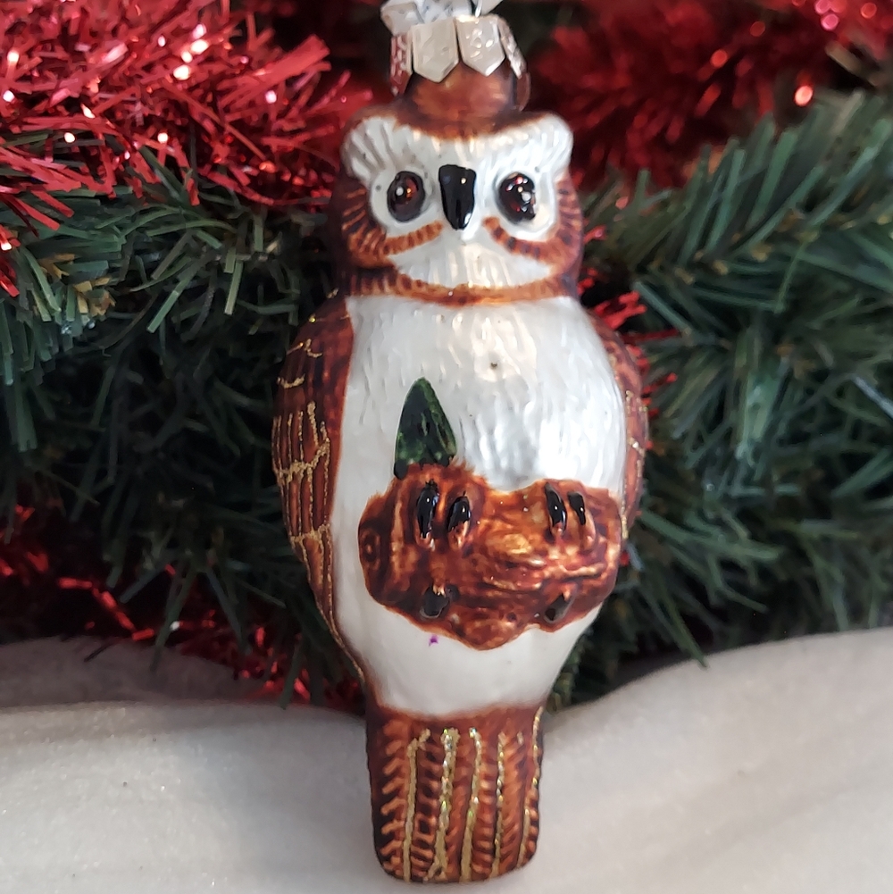 Owl Glass Christmas Ornament